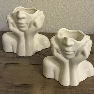 Pretty Faces Vases, set of 2.